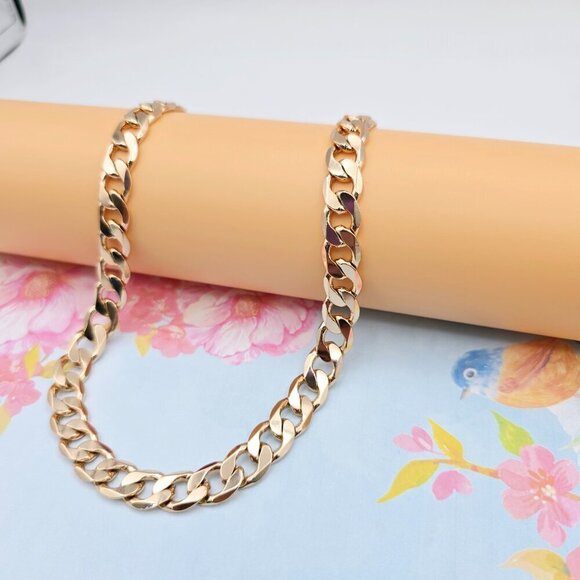 Rose Gold Cuban Link Chain Necklace for Men & Women, 23.6 Inch Length, XPNL0076 - Picture 2 of 12